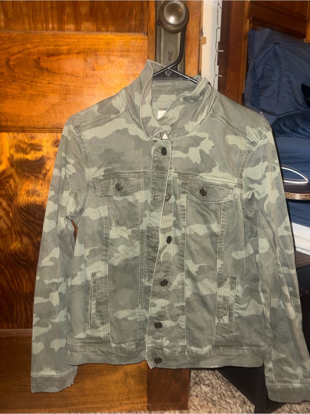 Sonoma Women Camouflage Button-Front Jacket - Green